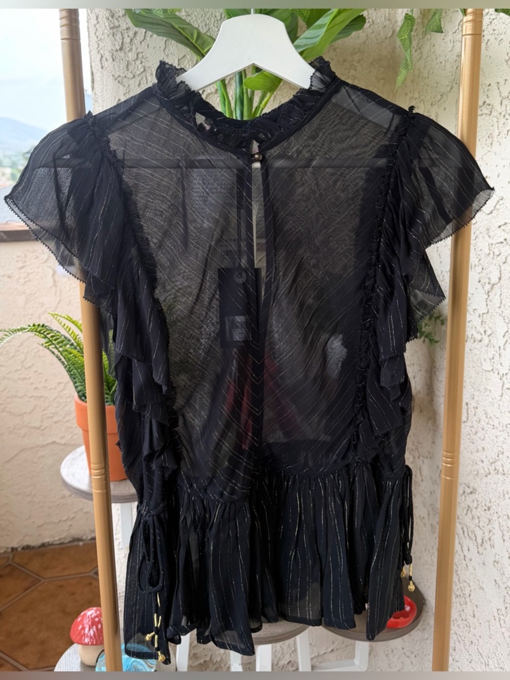 Lucky Brand Black Top with Gold  Sheen